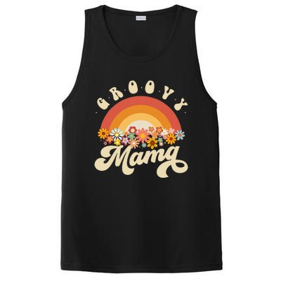 Groovy Mama Retro Rainbow Flowers PosiCharge Competitor Tank