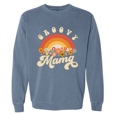 Groovy Mama Retro Rainbow Flowers Garment-Dyed Sweatshirt