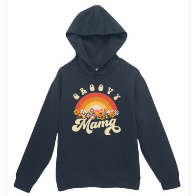 Groovy Mama Retro Rainbow Flowers Urban Pullover Hoodie