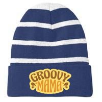 Groovy Mama Retro Striped Beanie with Solid Band