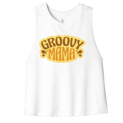 Groovy Mama Retro Women's Racerback Cropped Tank