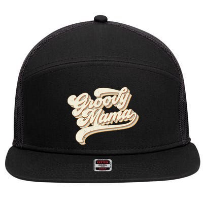 Groovy Mama Retro Cute Gift 7 Panel Mesh Trucker Snapback Hat
