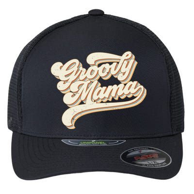 Groovy Mama Retro Cute Gift Flexfit Unipanel Trucker Cap