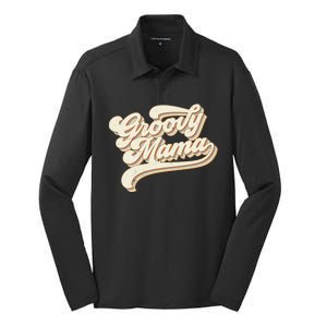 Groovy Mama Retro Cute Gift Silk Touch Performance Long Sleeve Polo