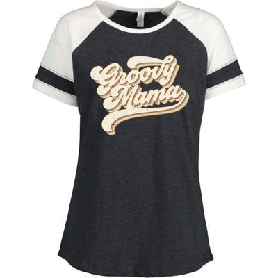 Groovy Mama Retro Cute Gift Enza Ladies Jersey Colorblock Tee