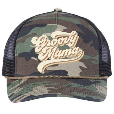 Groovy Mama Retro Cute Gift Retro Rope Trucker Hat Cap