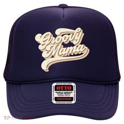 Groovy Mama Retro Cute Gift High Crown Mesh Back Trucker Hat
