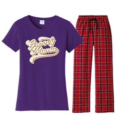 Groovy Mama Retro Cute Gift Women's Flannel Pajama Set