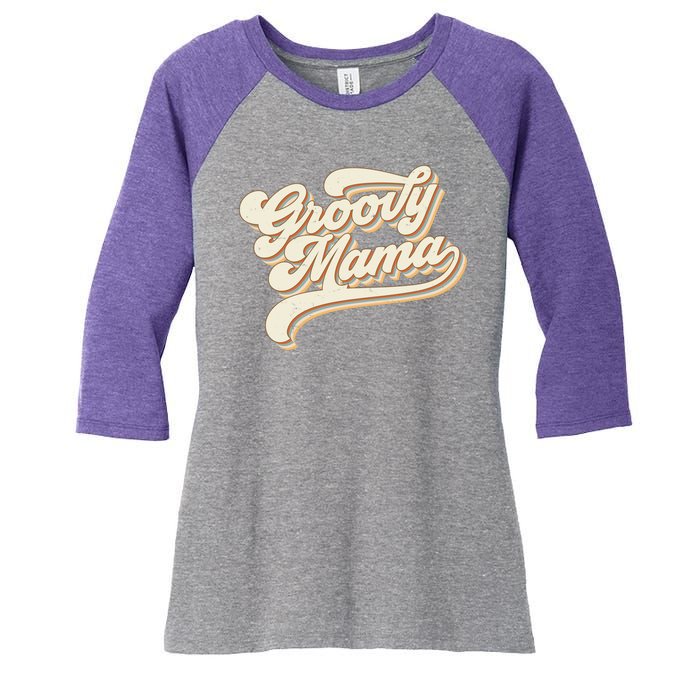 Groovy Mama Retro Cute Gift Women's Tri-Blend 3/4-Sleeve Raglan Shirt