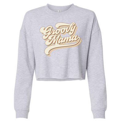 Groovy Mama Retro Cute Gift Cropped Pullover Crew