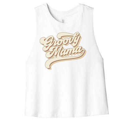 Groovy Mama Retro Cute Gift Women's Racerback Cropped Tank