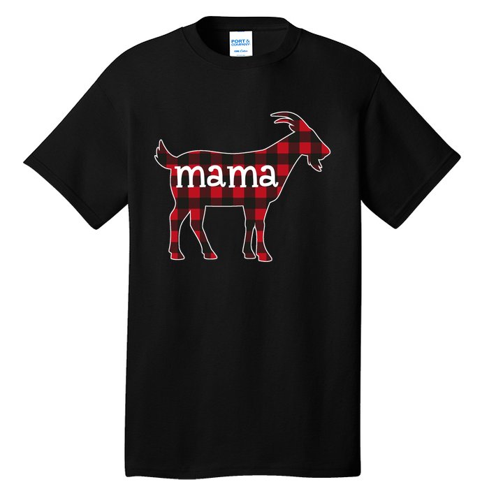 Goat Mama Red Plaid Merry Goatmas Christmas Mom Goat Lovers Long Sleeve Tall T-Shirt