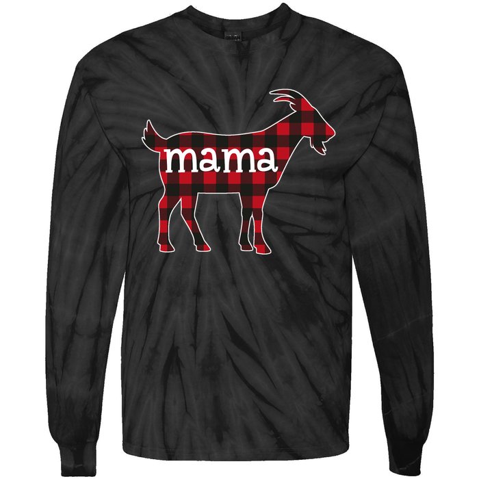 Goat Mama Red Plaid Merry Goatmas Christmas Mom Goat Lovers Long Sleeve Tie-Dye Long Sleeve Shirt