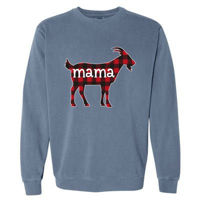 Goat Mama Red Plaid Merry Goatmas Christmas Mom Goat Lovers Long Sleeve Garment-Dyed Sweatshirt