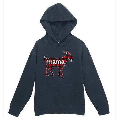 Goat Mama Red Plaid Merry Goatmas Christmas Mom Goat Lovers Long Sleeve Urban Pullover Hoodie