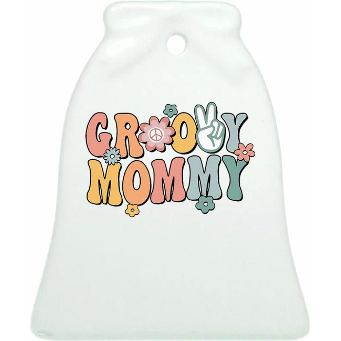 Groovy Mommy Retro Mom Matching Family Ceramic Bell Ornament