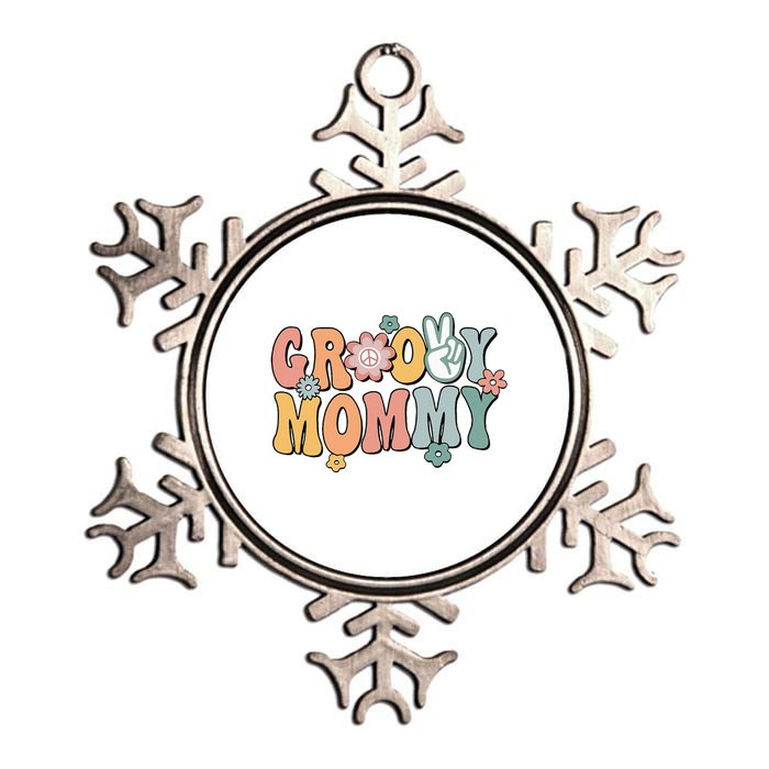 Groovy Mommy Retro Mom Matching Family Metallic Star Ornament