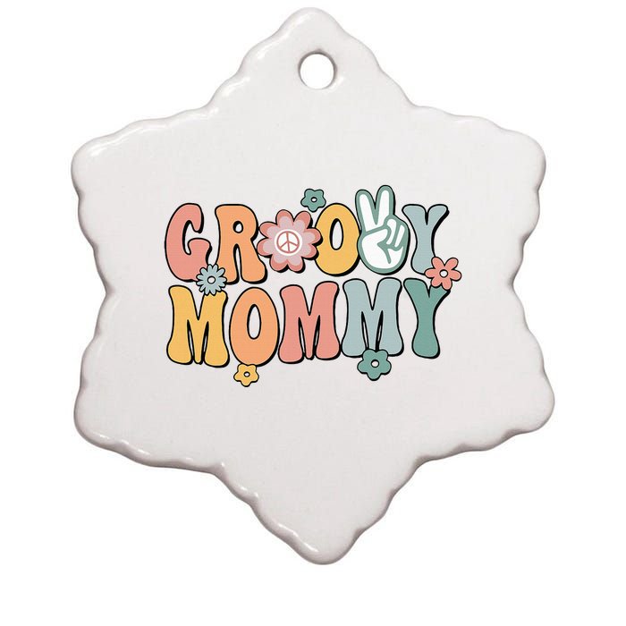 Groovy Mommy Retro Mom Matching Family Ceramic Star Ornament