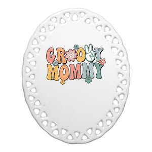 Groovy Mommy Retro Mom Matching Family Ceramic Oval Ornament