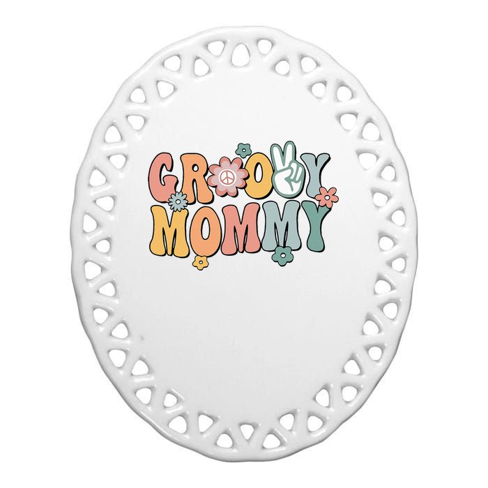 Groovy Mommy Retro Mom Matching Family Ceramic Oval Ornament