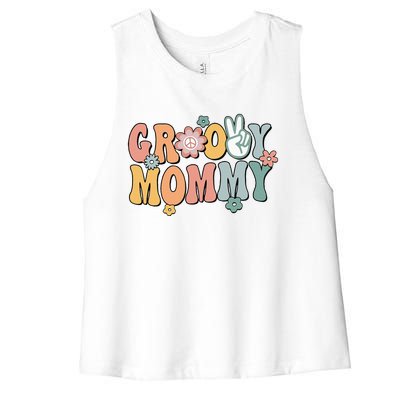 Groovy Mommy Retro Mom Matching Family Women's Racerback Cropped Tank