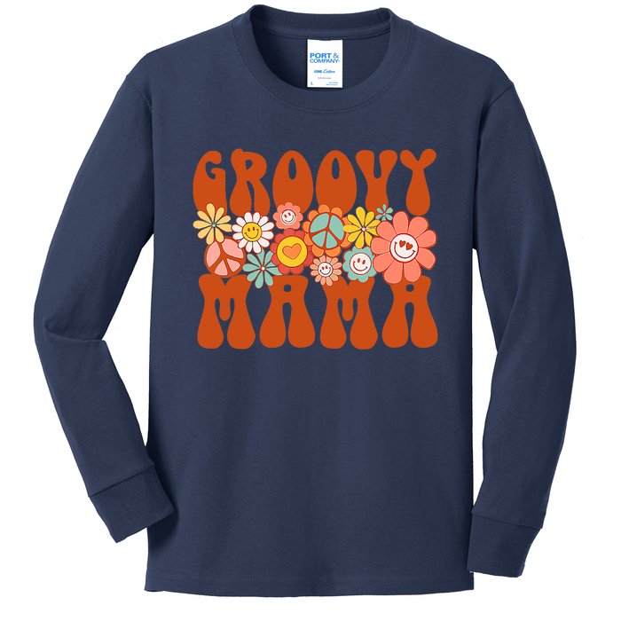 Groovy Mama Retro Matching Family Baby Shower Mother's Day Kids Long Sleeve Shirt