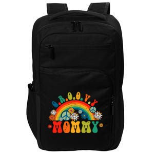 Groovy Mommy Retro Rainbow Colorful Flowers Design Mom Impact Tech Backpack