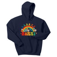 Groovy Mommy Retro Rainbow Colorful Flowers Design Mom Kids Hoodie