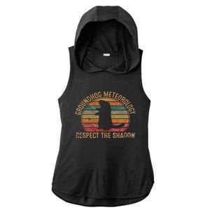 Groundhog Meteorology Respect the Shadow Gift Groundhog Day Ladies PosiCharge Tri-Blend Wicking Draft Hoodie Tank