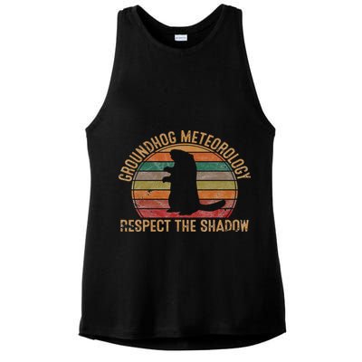 Groundhog Meteorology Respect the Shadow Gift Groundhog Day Ladies PosiCharge Tri-Blend Wicking Tank