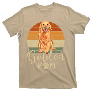 Golden Mom Retro Sunset Golden Retriever Lover Gift Dog Mama Gift T-Shirt