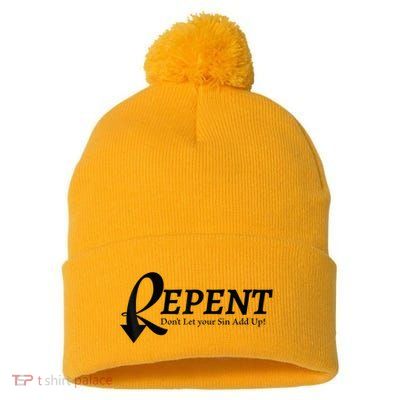 Gifts Making Room Repent Dont Let Your Sin Add Up Pom Pom 12in Knit Beanie