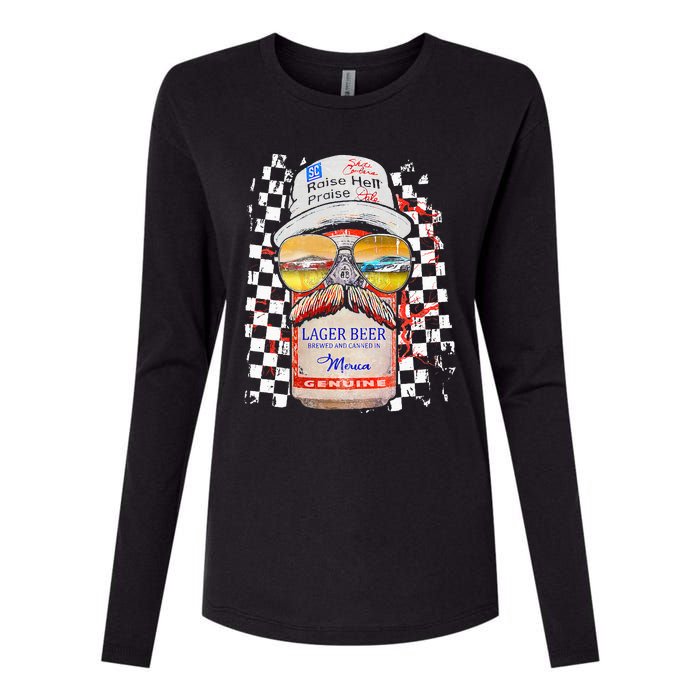 Graphic Motorsport Retro 90s Racing Retro Drinking Beer Womens Cotton Relaxed Long Sleeve T-Shirt