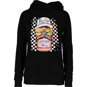 Graphic Motorsport Retro 90s Racing Retro Drinking Beer Womens Funnel Neck Pullover Hood