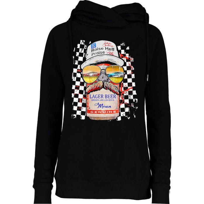 Graphic Motorsport Retro 90s Racing Retro Drinking Beer Womens Funnel Neck Pullover Hood