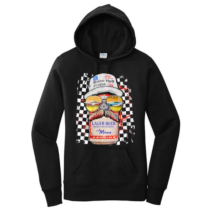 Graphic Motorsport Retro 90s Racing Retro Drinking Beer Women's Pullover Hoodie