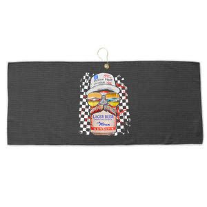 Graphic Motorsport Retro 90s Racing Retro Drinking Beer Large Microfiber Waffle Golf Towel