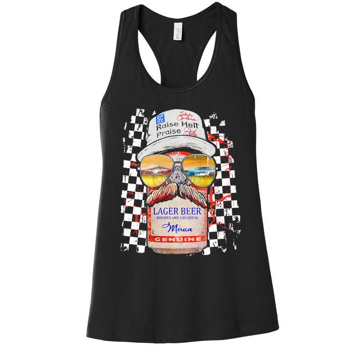 Graphic Motorsport Retro 90s Racing Retro Drinking Beer Women's Racerback Tank