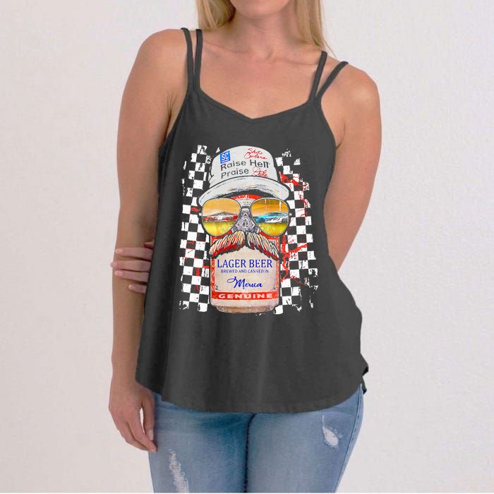 Graphic Motorsport Retro 90s Racing Retro Drinking Beer Women's Strappy Tank