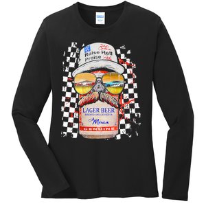 Graphic Motorsport Retro 90s Racing Retro Drinking Beer Ladies Long Sleeve Shirt