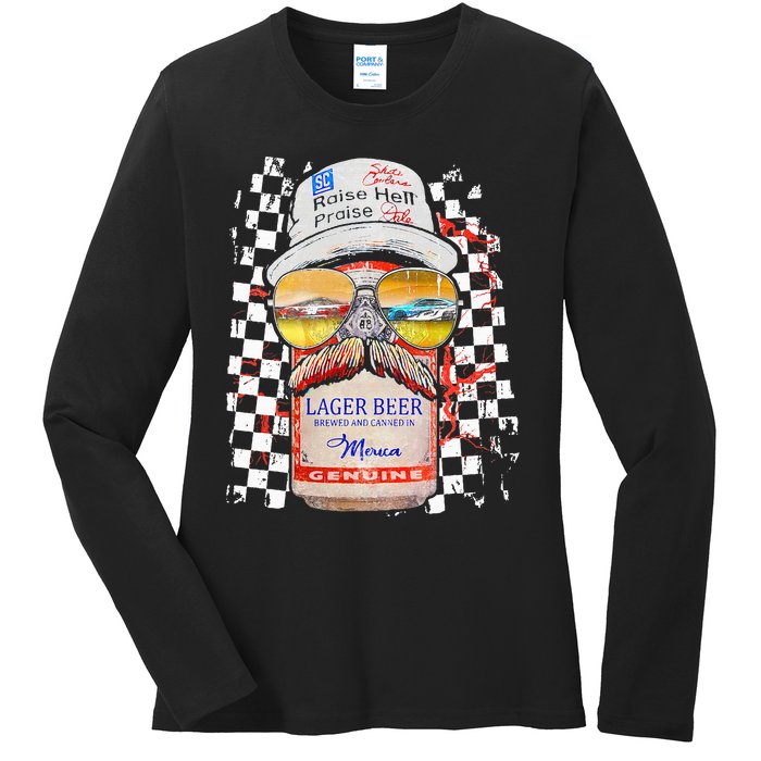 Graphic Motorsport Retro 90s Racing Retro Drinking Beer Ladies Long Sleeve Shirt