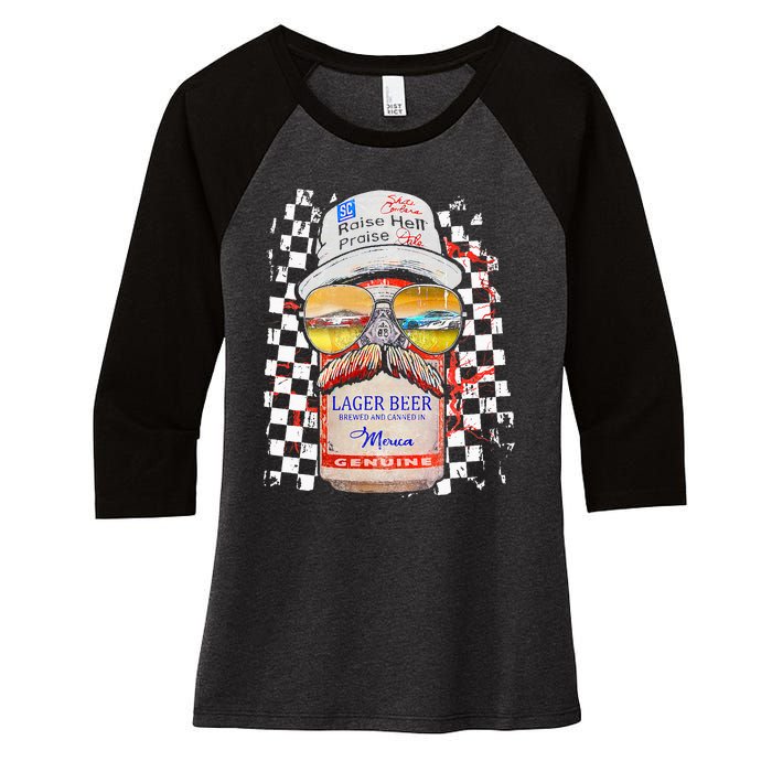 Graphic Motorsport Retro 90s Racing Retro Drinking Beer Women's Tri-Blend 3/4-Sleeve Raglan Shirt