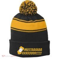 Gnx Mustard Reference Album Stripe Pom Pom Beanie