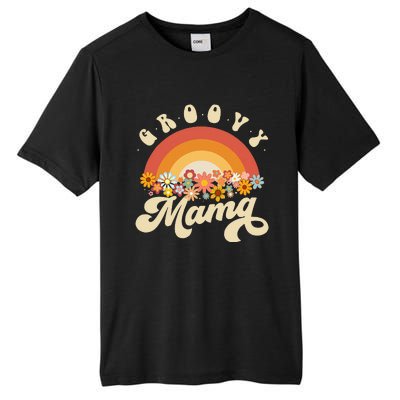 Groovy Mama Retro Rainbow Colorful Flowers Design Mom Tall Fusion ChromaSoft Performance T-Shirt