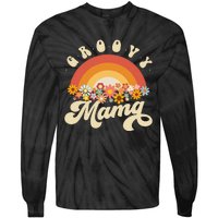 Groovy Mama Retro Rainbow Colorful Flowers Design Mom Tie-Dye Long Sleeve Shirt