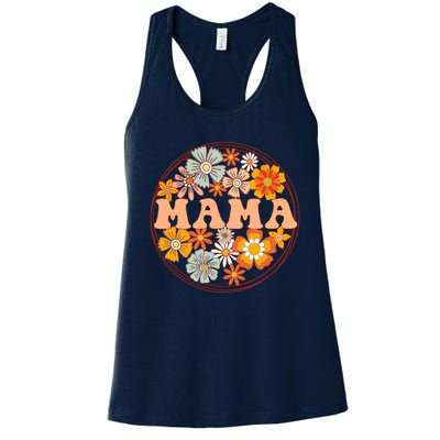 Groovy Mama Retro Flowers Wo MotherS Day Wildflower Mom Women's Racerback Tank