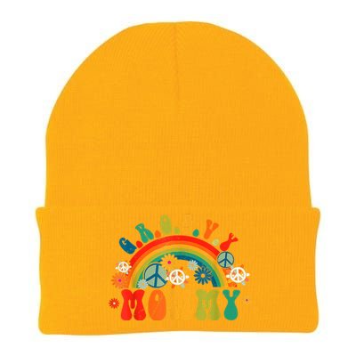 Groovy Mommy Retro Rainbow Colorful Flowers Design Mom Knit Cap Winter Beanie