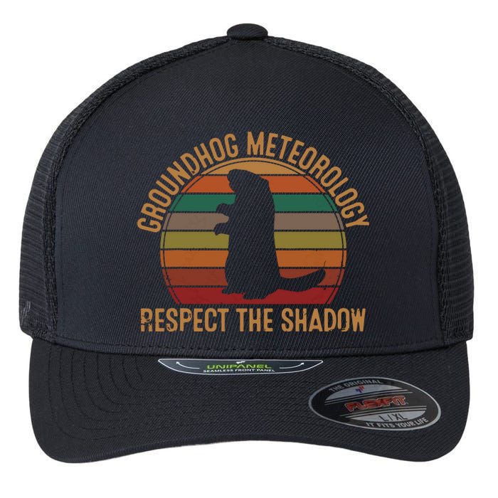 Groundhog Meteorology Respect The Shadow Gift Groundhog Day Flexfit Unipanel Trucker Cap