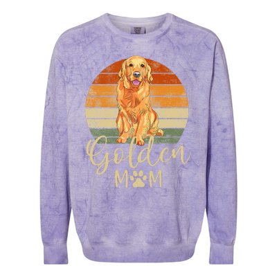 Golden Mom Retro Sunset Golden Retriever Lover Gift Dog Mama Colorblast Crewneck Sweatshirt