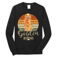 Golden Mom Retro Sunset Golden Retriever Lover Gift Dog Mama Long Sleeve Shirt